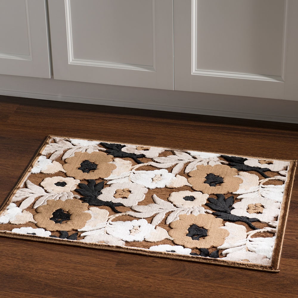 Structure Floral Brown Beige Area Rug 2 X 3 2 X 3