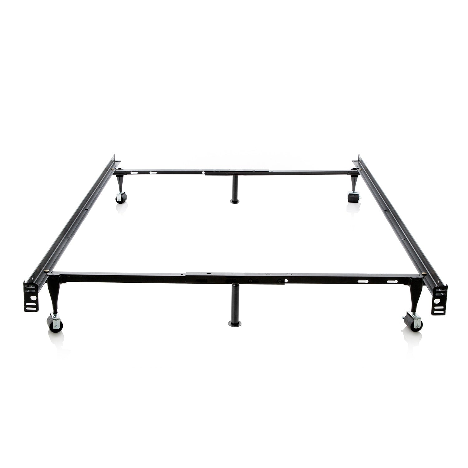 Brookside Black Metal Full Twin Heavy Duty 6 Leg Adjustable Bedframe With Wheels