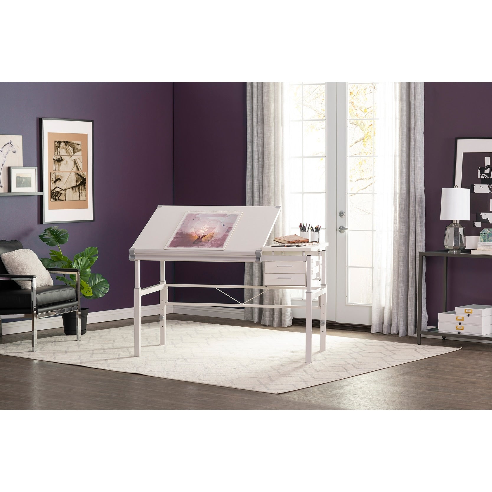 Studio Designs Graphix Ii Pro Line Split Top Height Adjustable Drafting Drawing Table With 39.5 X 30 Tilting Top