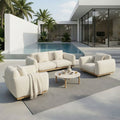 Studio London 4 Piece Outdoor Garden Sofa Set Aluminium Wood Effect