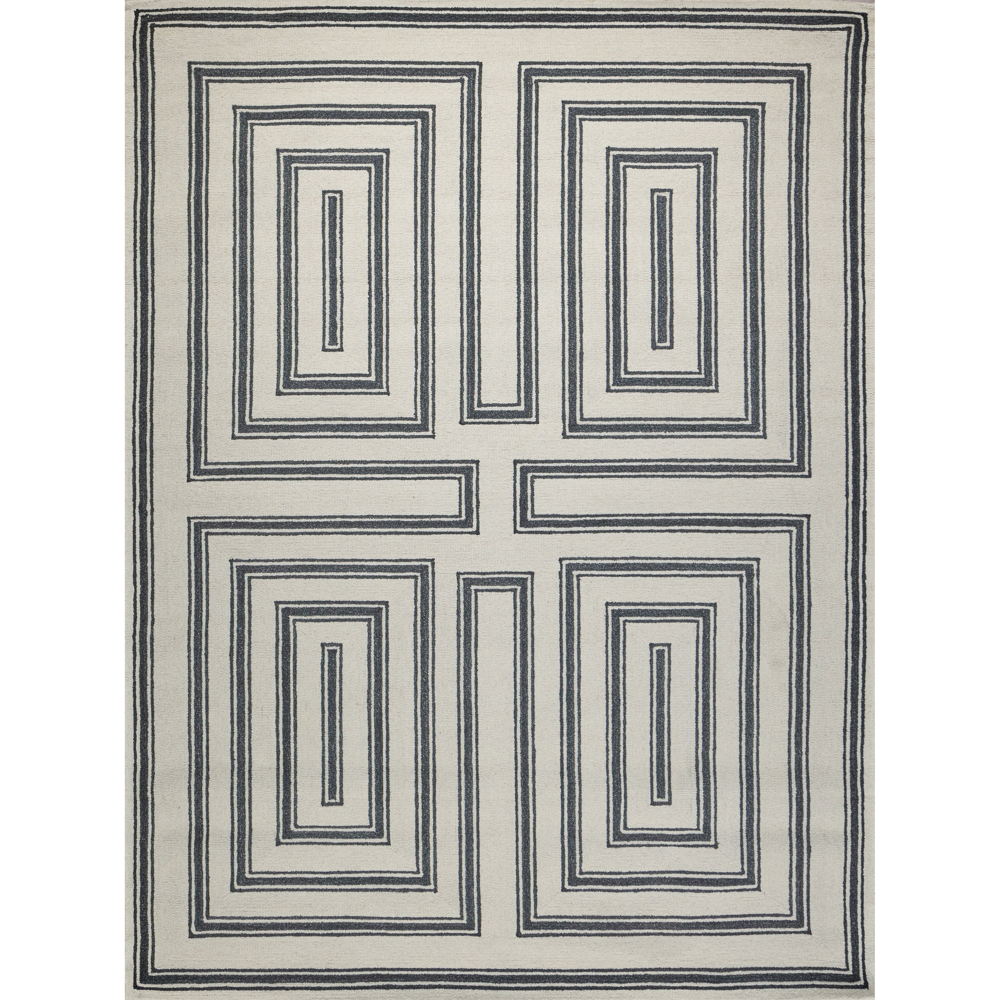 Studio Hand Tufted New Zealand Wool Ivory Black Area Rug