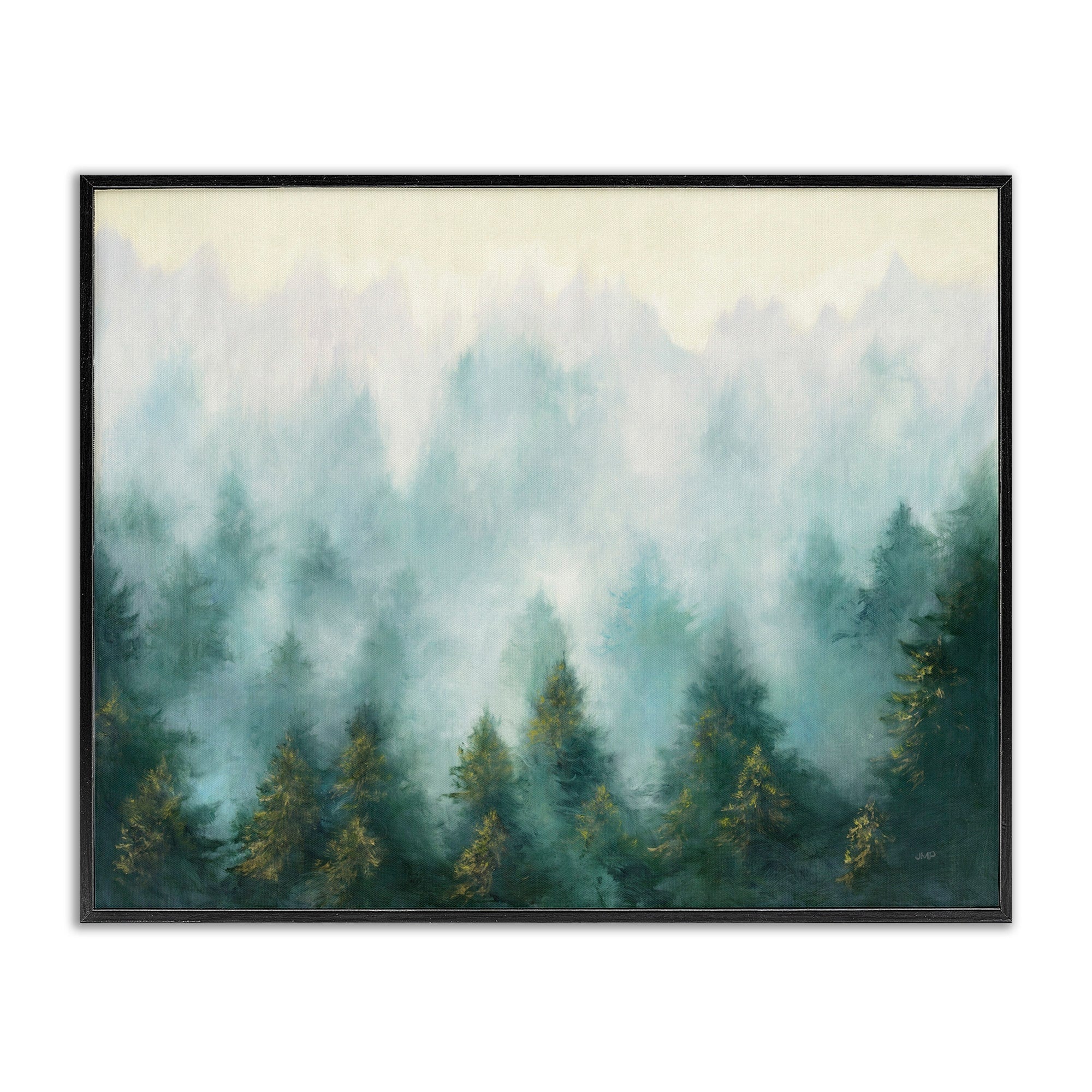 Stupell Industries Abstract Pine Forest Landscape With Mist Green Painting Framed Wall Art