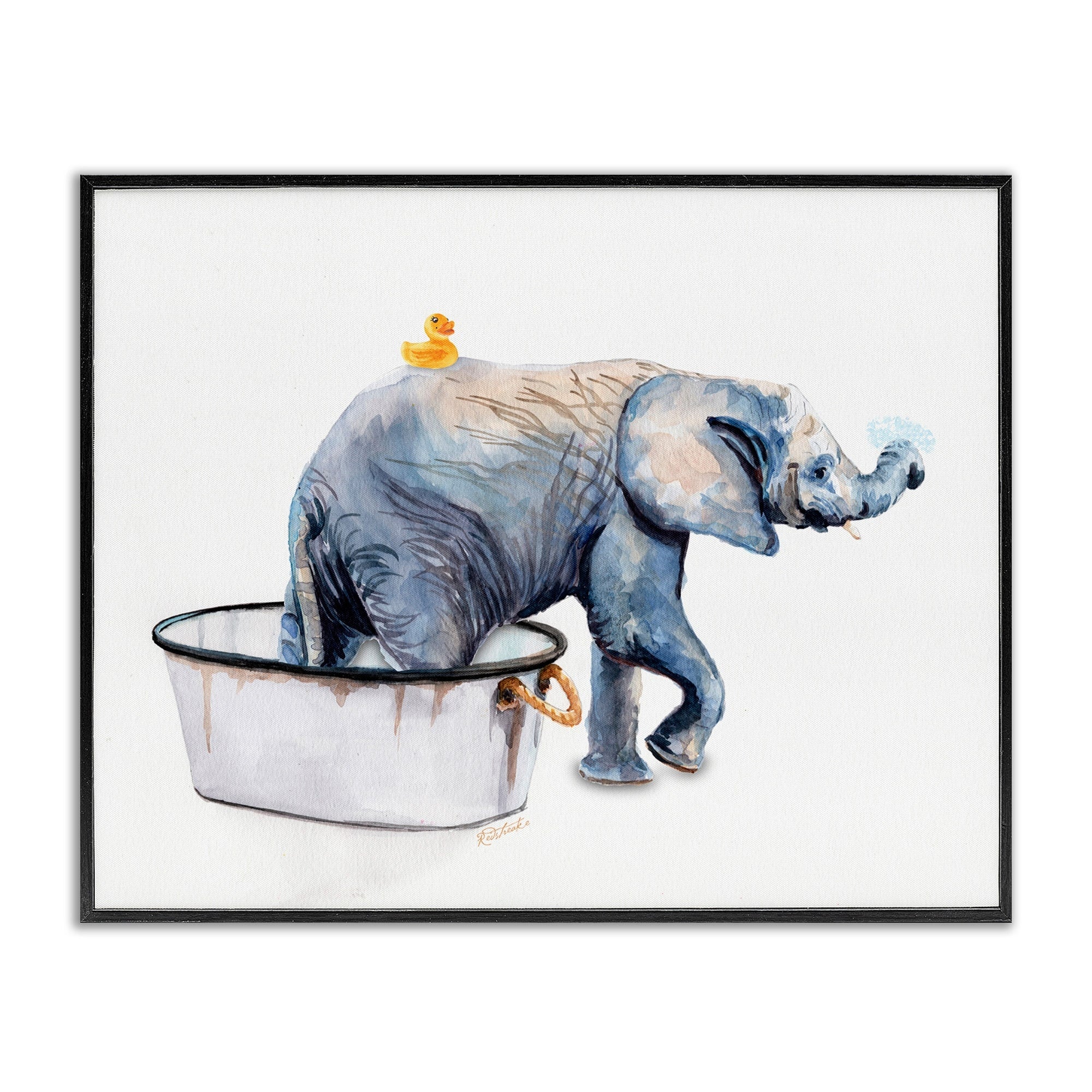 Stupell Industries Charming Rustic Elephant In Bubble Bath Painting Framed Wall Art Multi Color