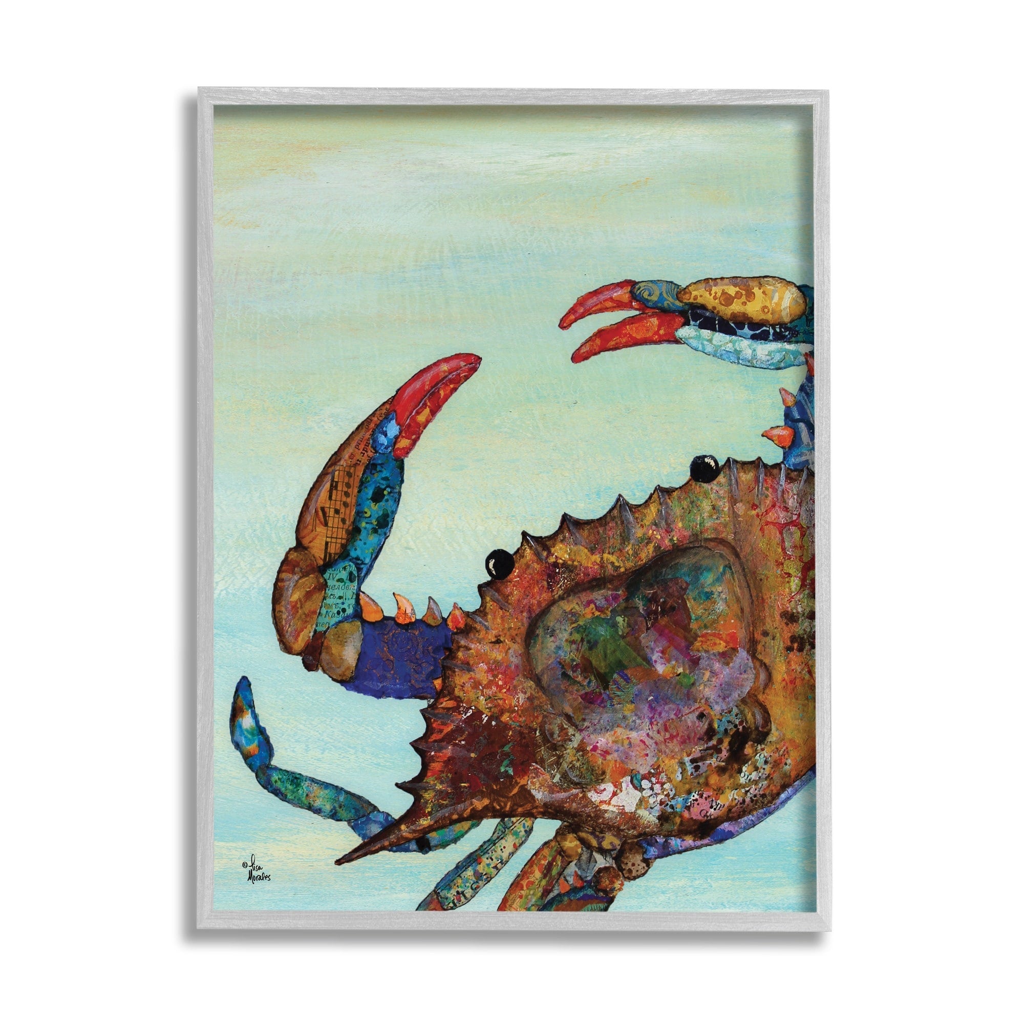 Stupell Industries Colorful Crab On Sand Aquatic Animal Painting Framed Wall Art Multi Color