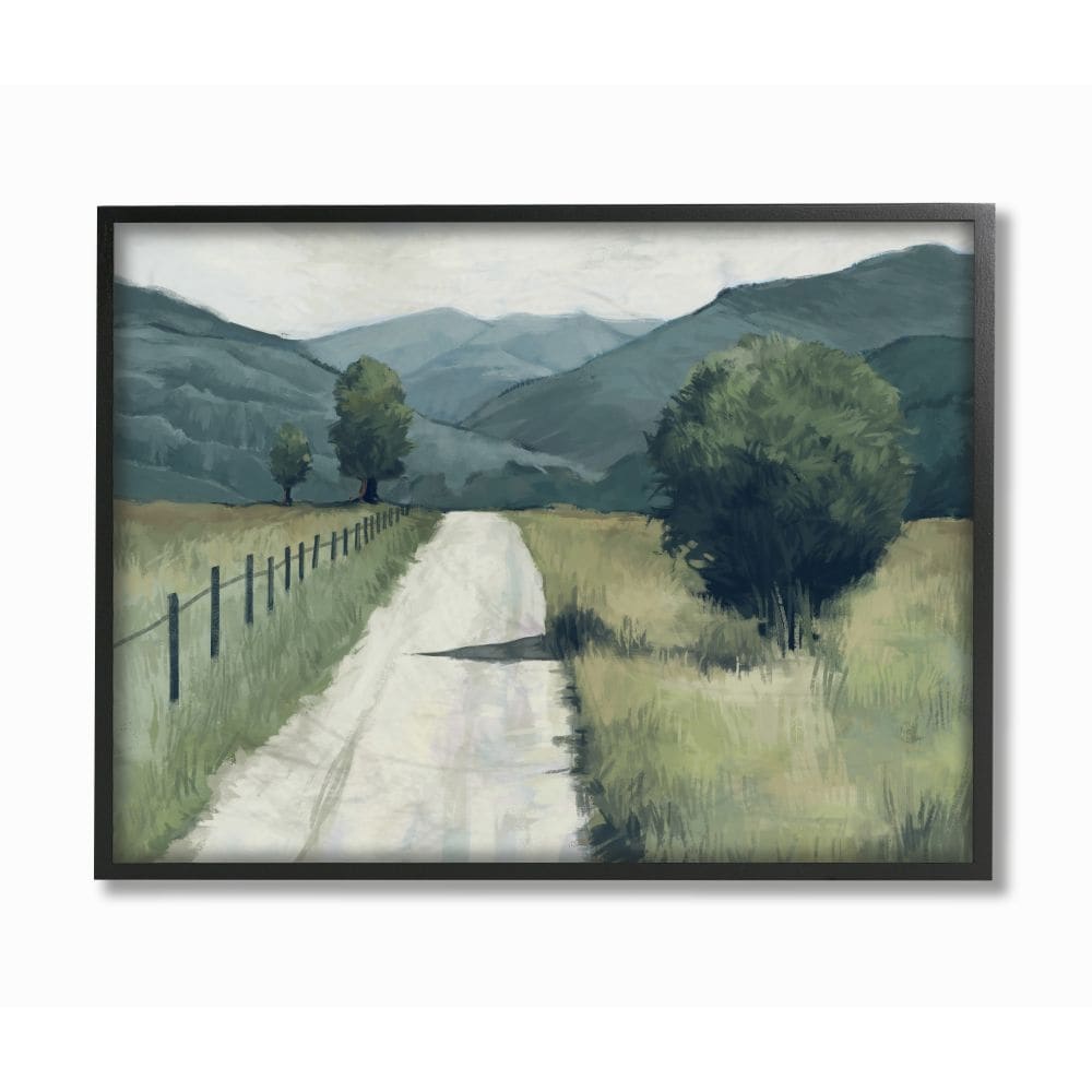 Stupell Industries Farmland Fields Green Blue Landscape Painting Framed Wall Art