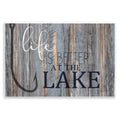Stupell Industries Life Better Lake Quote Fish Lakehouse Cabin Nautical Phrase Wood Wall Art