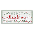 Stupell Industries Merry Christmas Phrase Festive Floral Holly Detail Canvas Wall Art