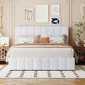 Full Queen Sturdy Platform Bed With Hydraulic Lift Storage And Linen Headboard