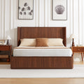 Sturdy Queen Bed Frame With Reinforced Slat Support And Refined Fluted Detailing