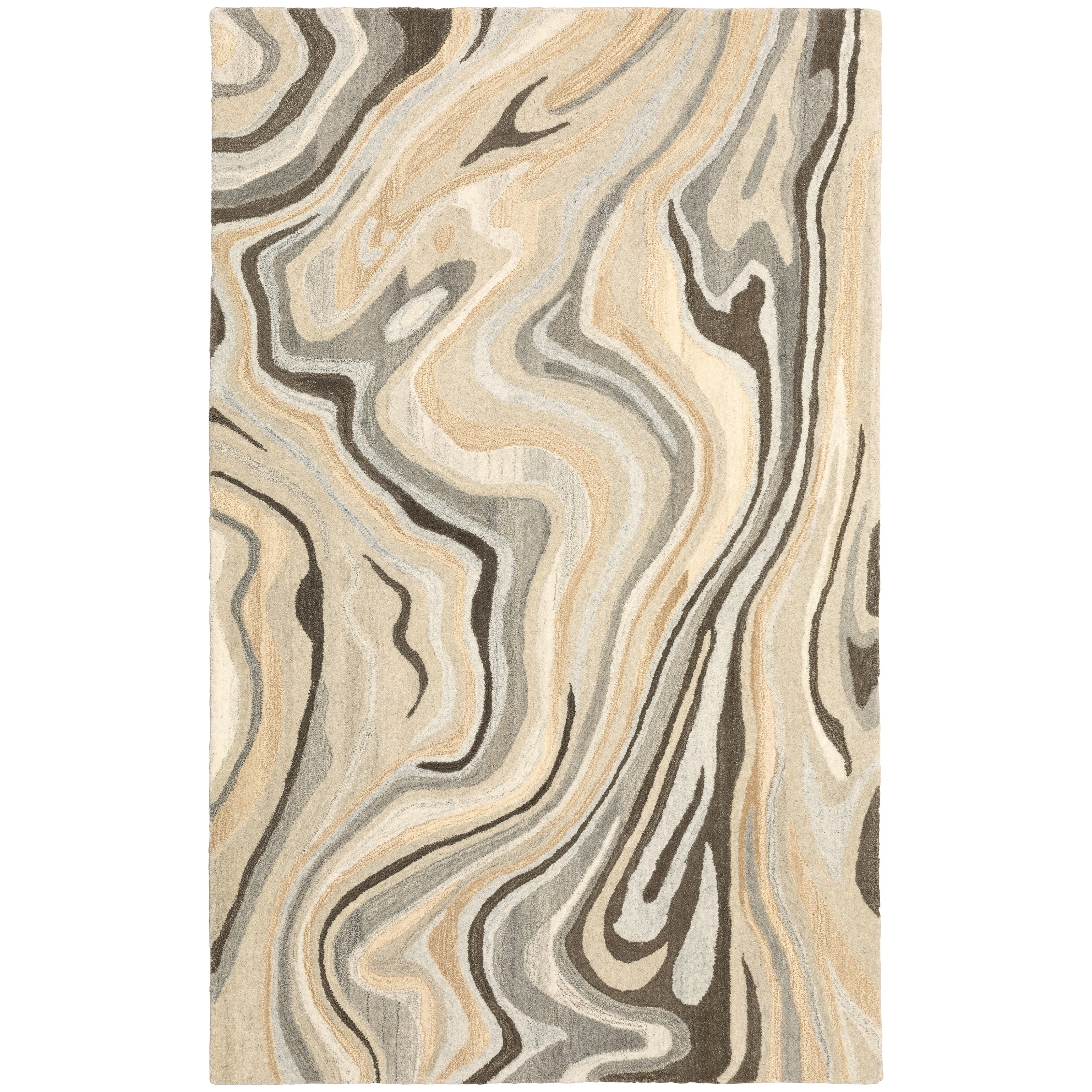 Alexa Abstract Waves Beige Charcoal Area Rug