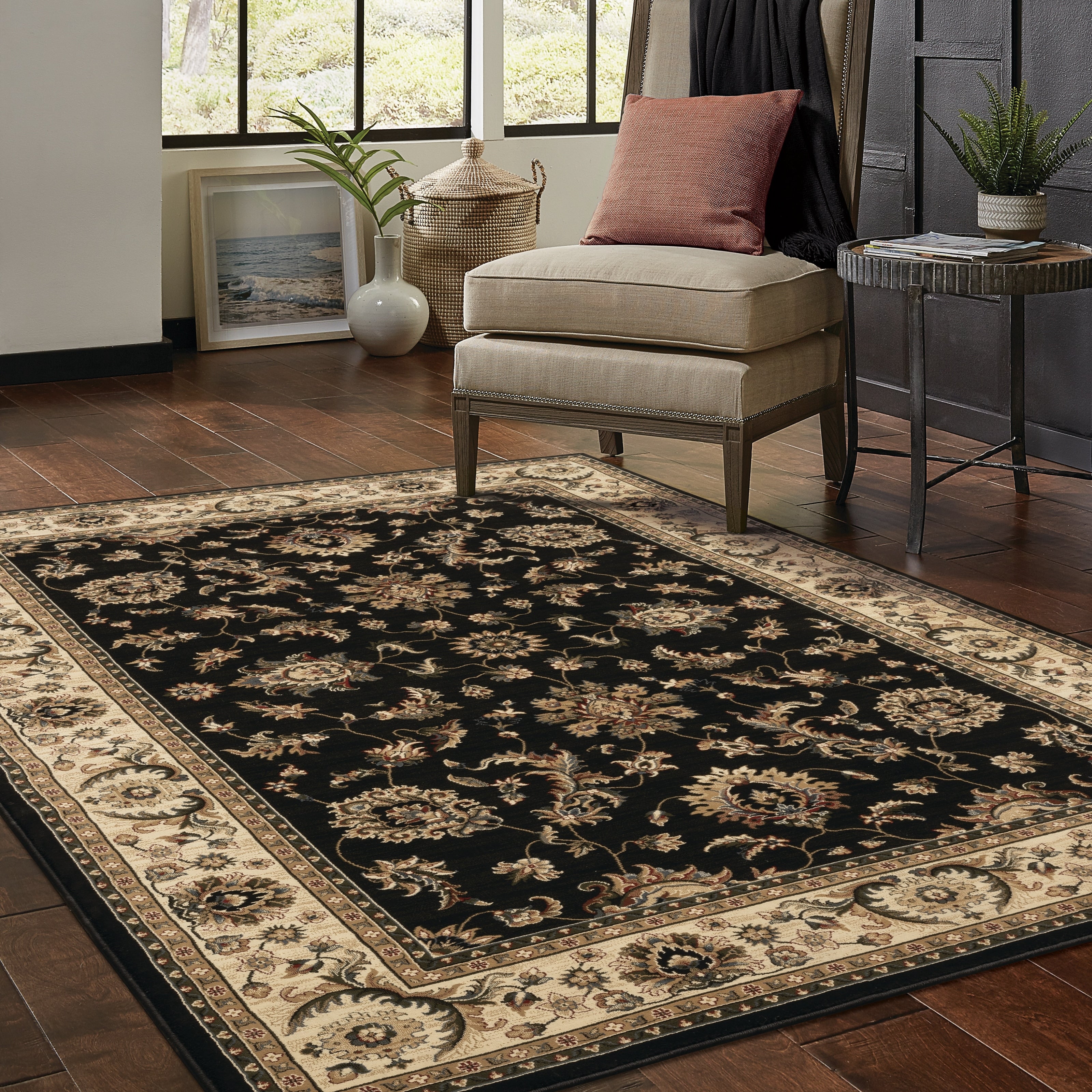 Updated Old World Persian Flair Black Ivory Rug 23 X 79 23 X 79 Runner