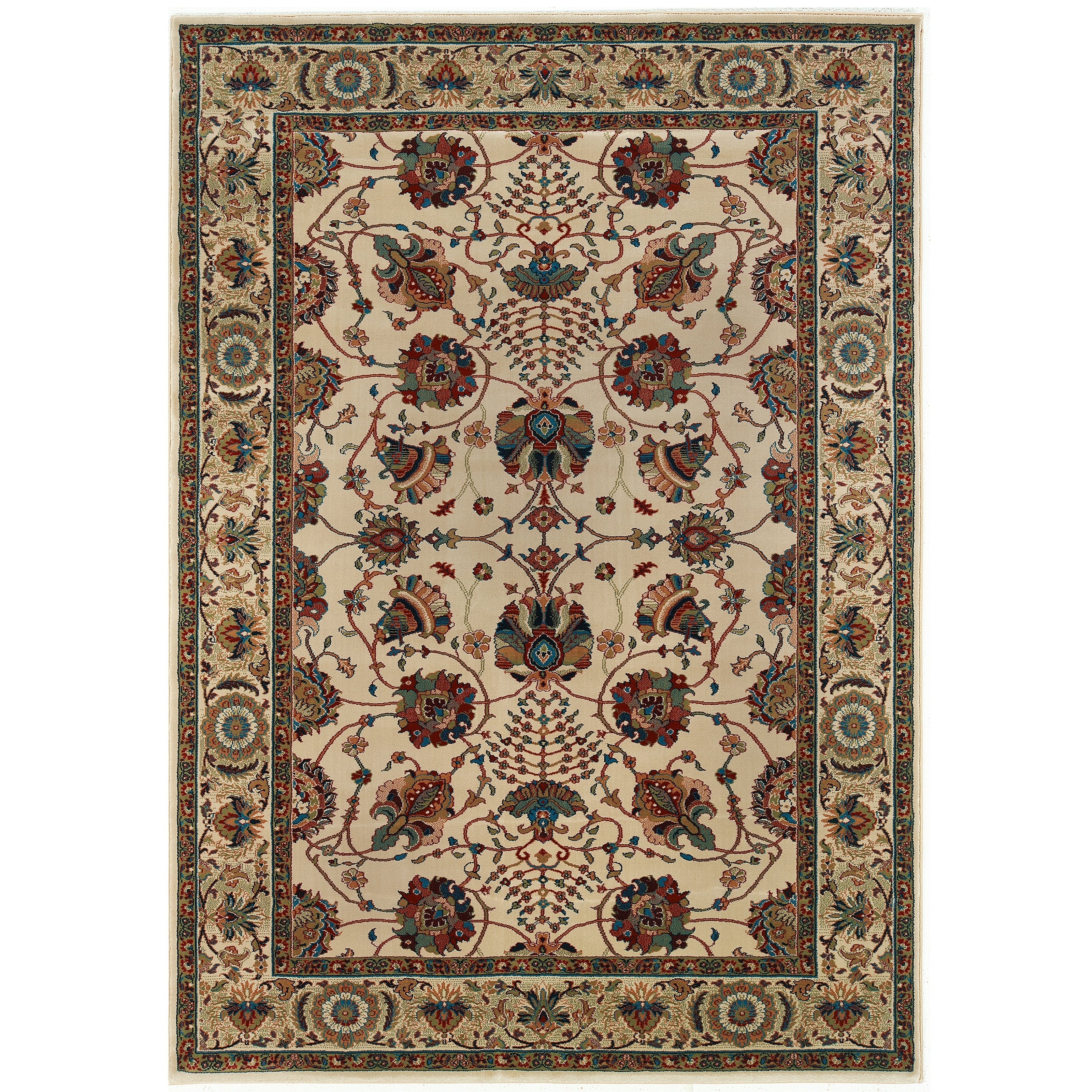 Updated Old World Persian Flair Ivory Red Area Rug 710 X 11 710 X 11