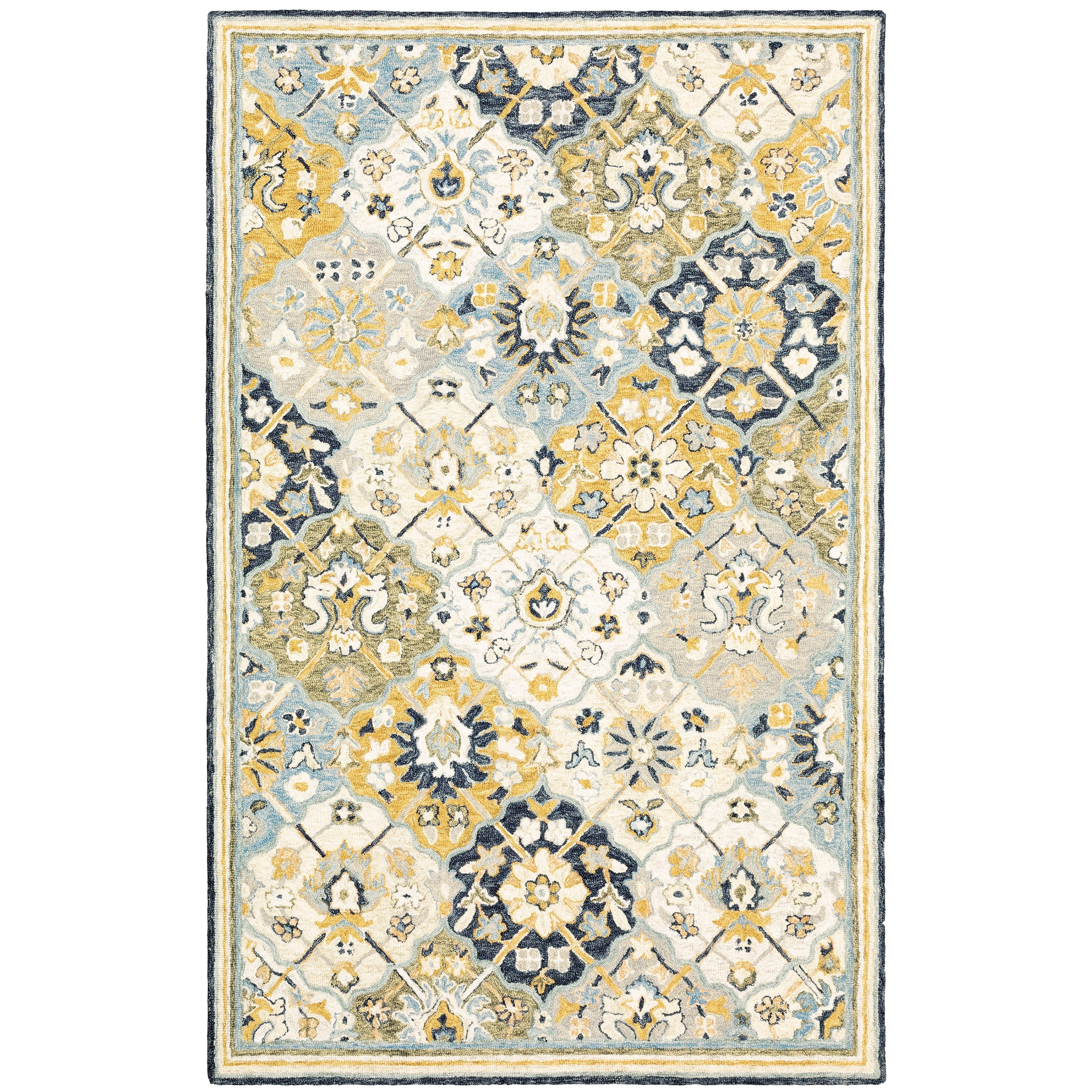 Ava Bohemian Blue Gold Area Rug