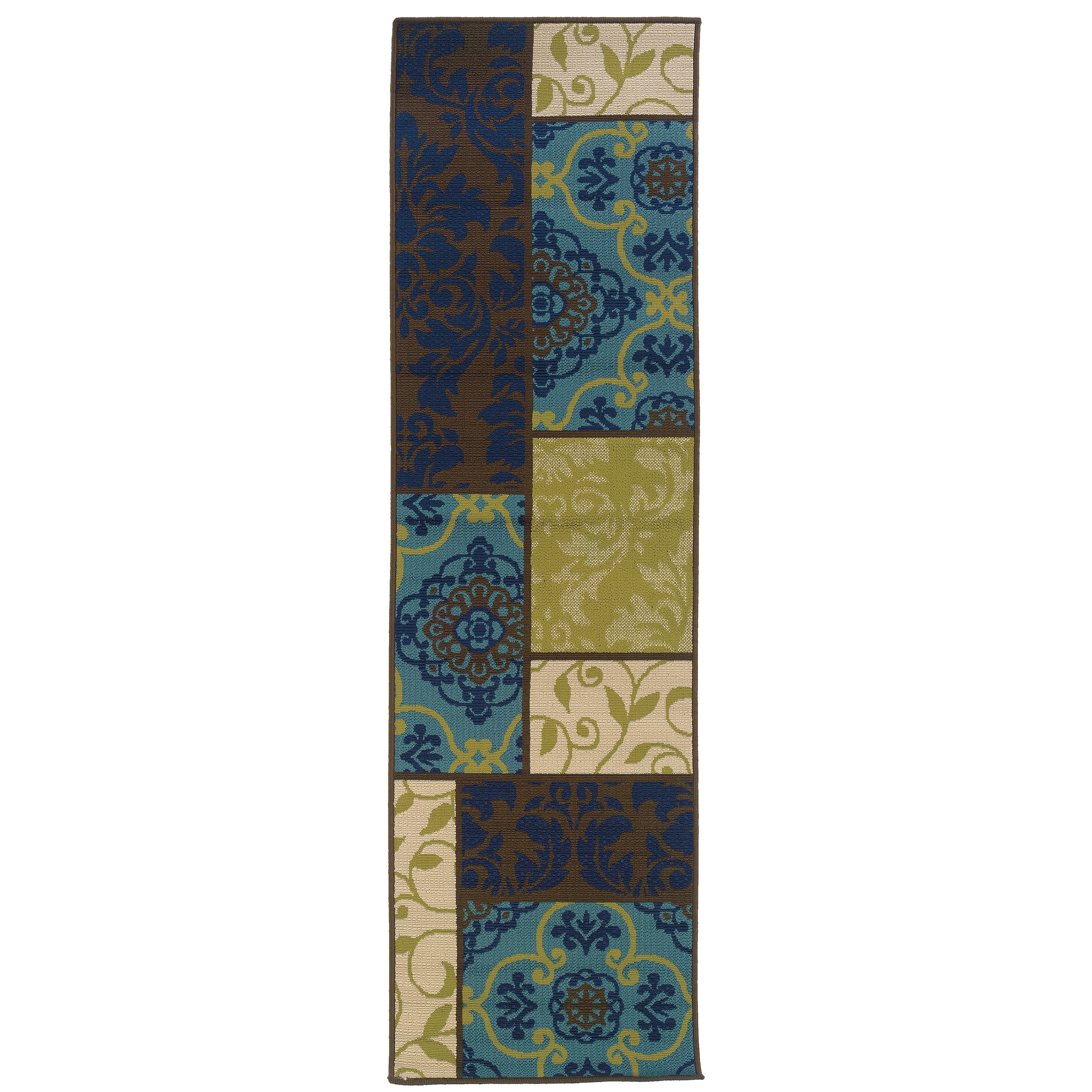 Stylehaven Patchwork Brown Blue Indoor Outdoor Area Rug 710X1010 710 X 1010