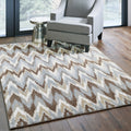 Style Haven Chevron Waves Grey Taupe Micro Fiber Rug 67 X 96 67 X 96