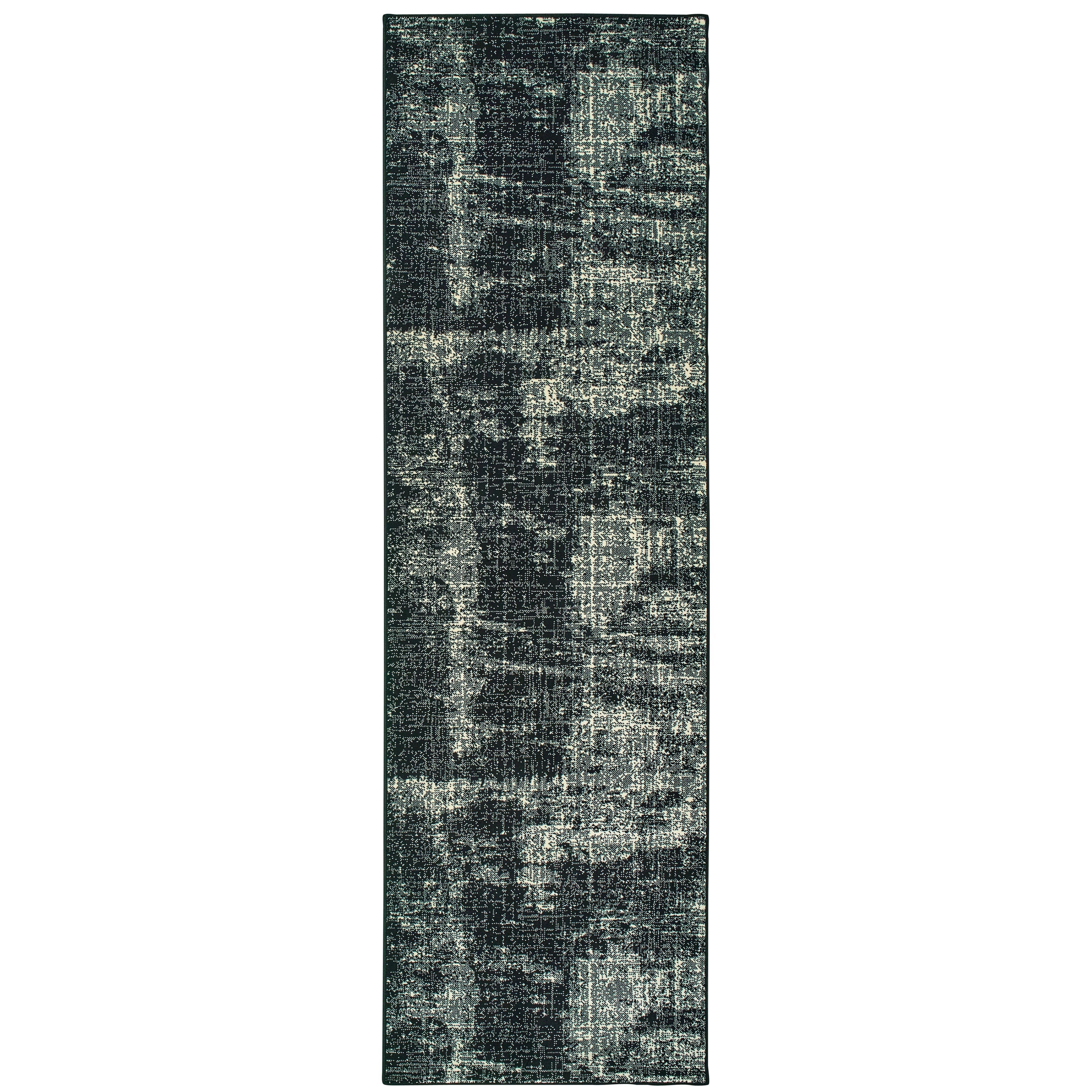 Distressed Abstract Black Ivory Micro Fiber Rug 910 X 1210 910 X 1210