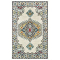 Traditional Medallion Hand Tufted Wool Ivory Grey Area Rug 10 X 13