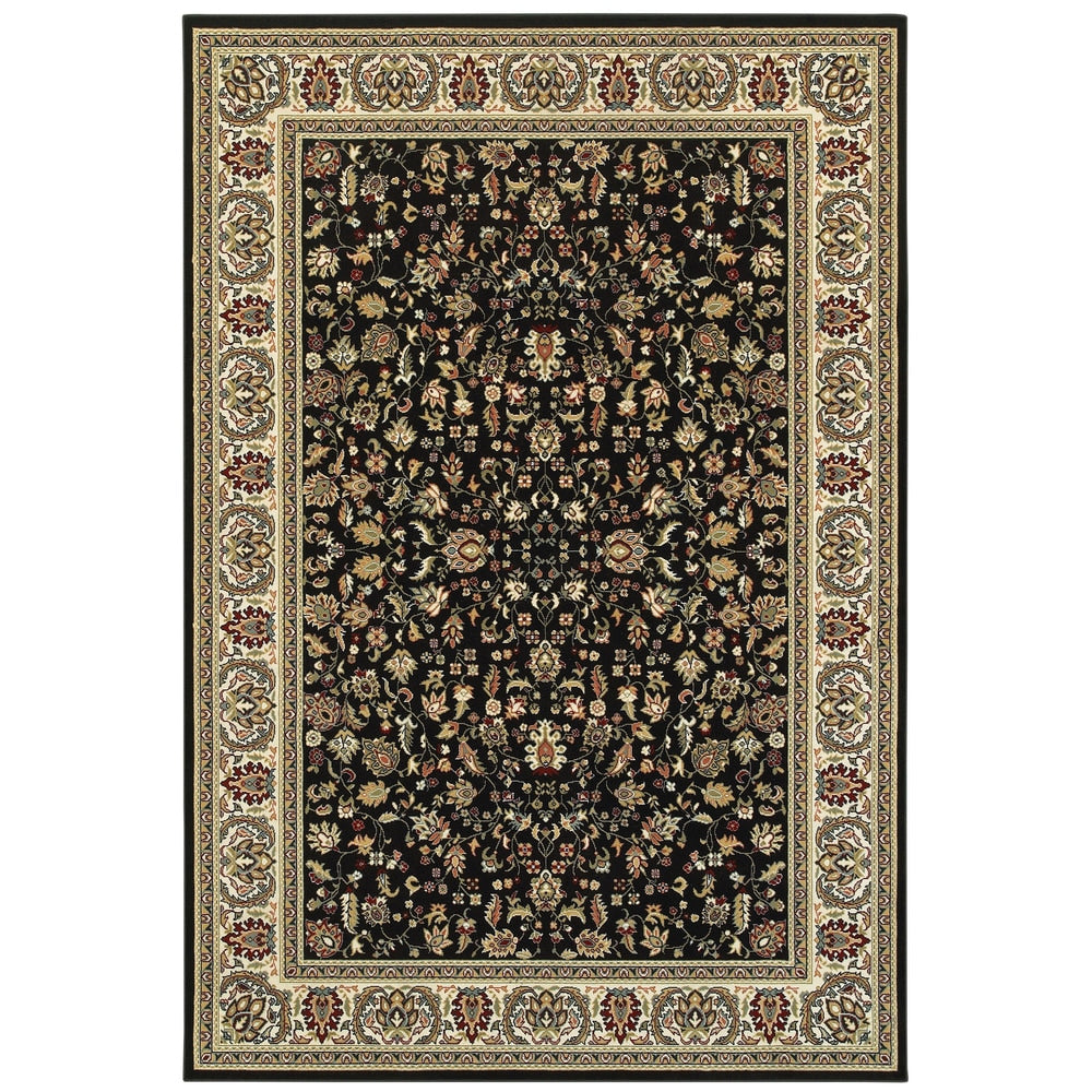 Style Haven Floral Traditions Black Ivory Area Rug 910 X 1210 910 X 1210