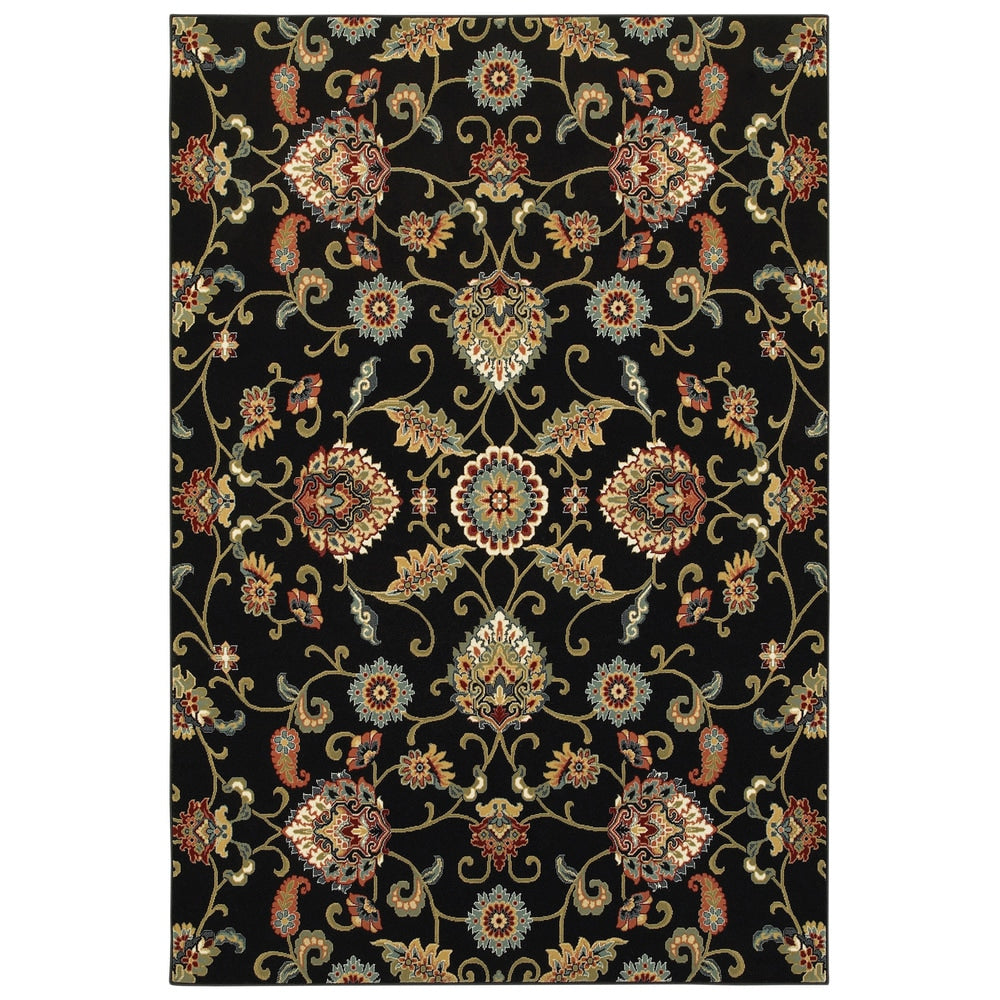 Gracewood Hollow Silko Black Multicolor Oriental Area Rug 910 X 1210