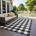 Gingham Check Black Ivory Loop Pile Indoor Outdoor Area Rug 710 X 1010