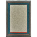Laguna Bordered Solid Grey Blue Indoor Outdoor Area Rug