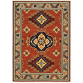 Leander Tribal Medallion Fringed Wool Blend Area Rug