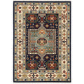 Leander Vintage Medallion Fringed Wool Blend Area Rug