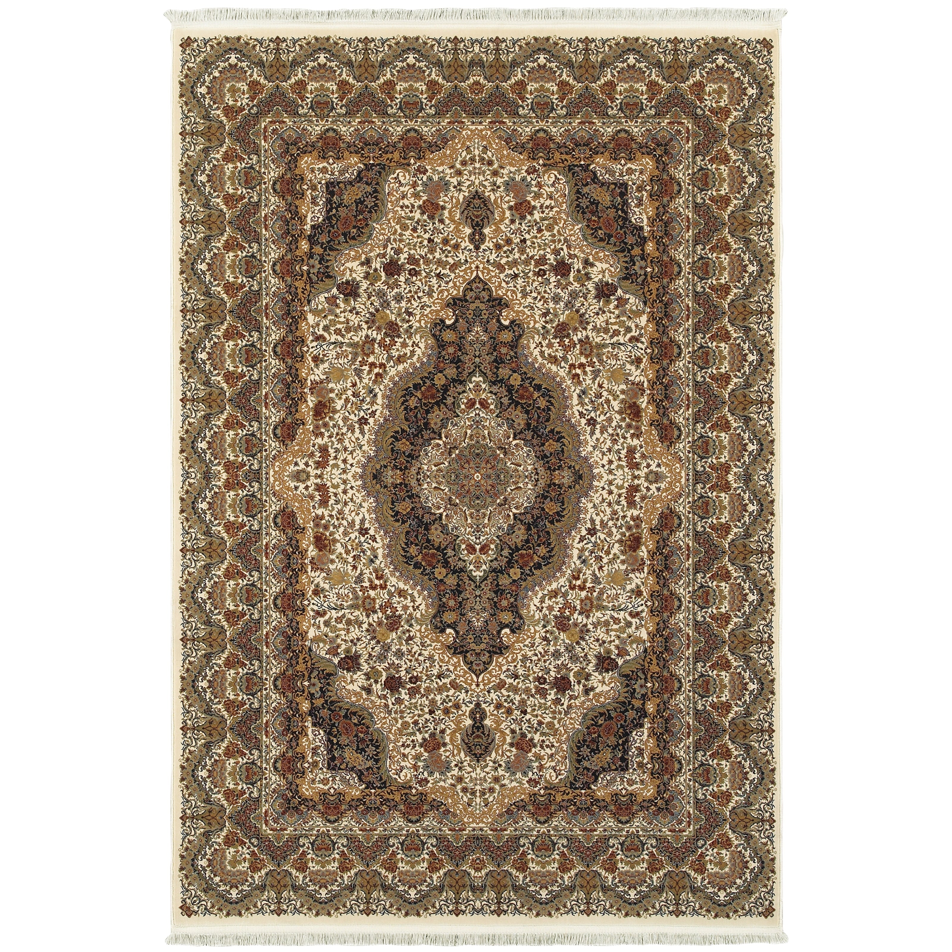 Gracewood Hollow Stora Medallion Ivory Multi Fringe Area Rug 910 X 1210
