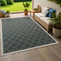 Simple Lattice Navy Ivory Loop Pile Indoor Outdoor Area Rug 86 X 13
