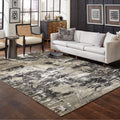 Brixton Hi Low Textured Abstract Black Gold Area Rug