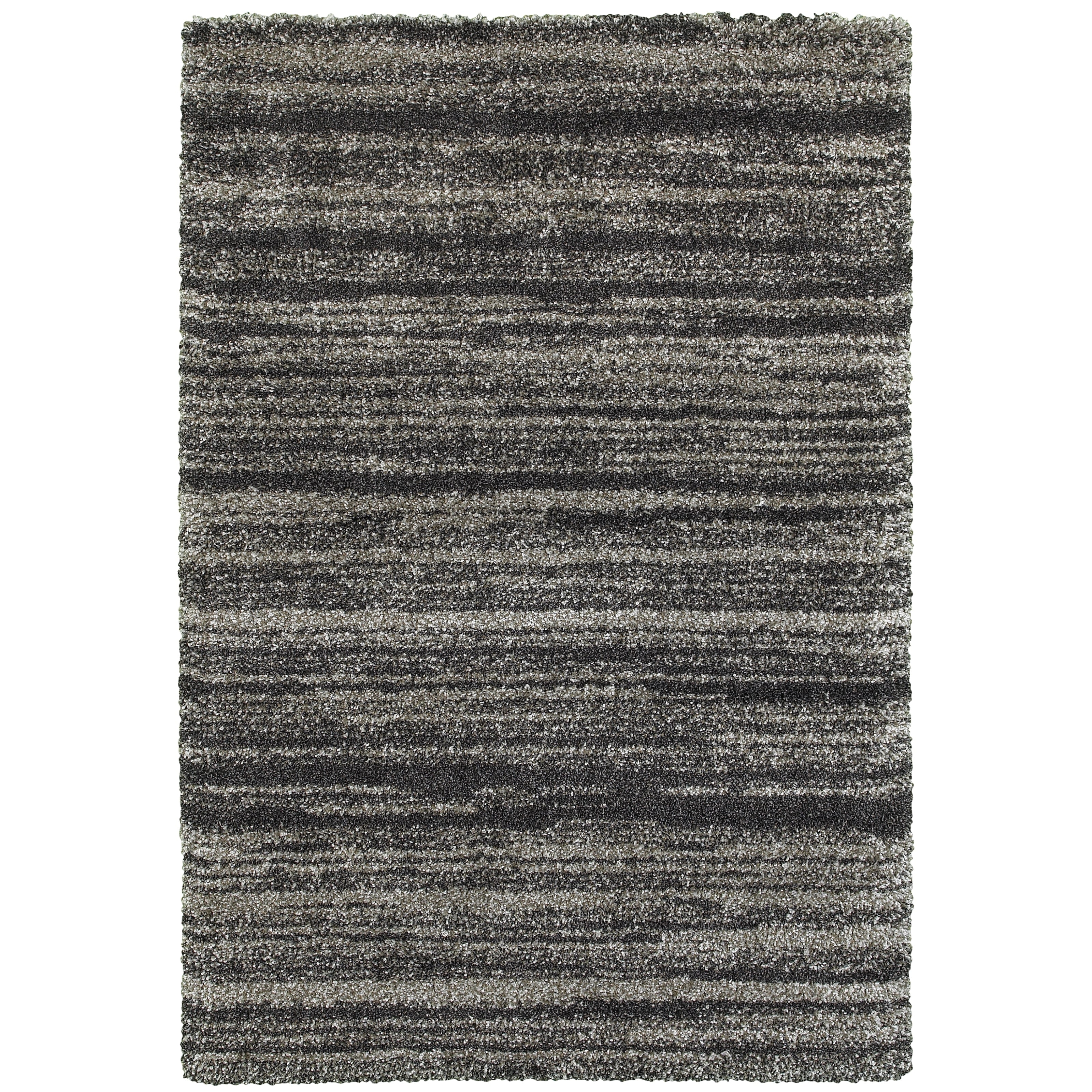 Shadow Stripes Grey Charcoal Polypropylene Shag Rug 710 X 1010 710 X 1010