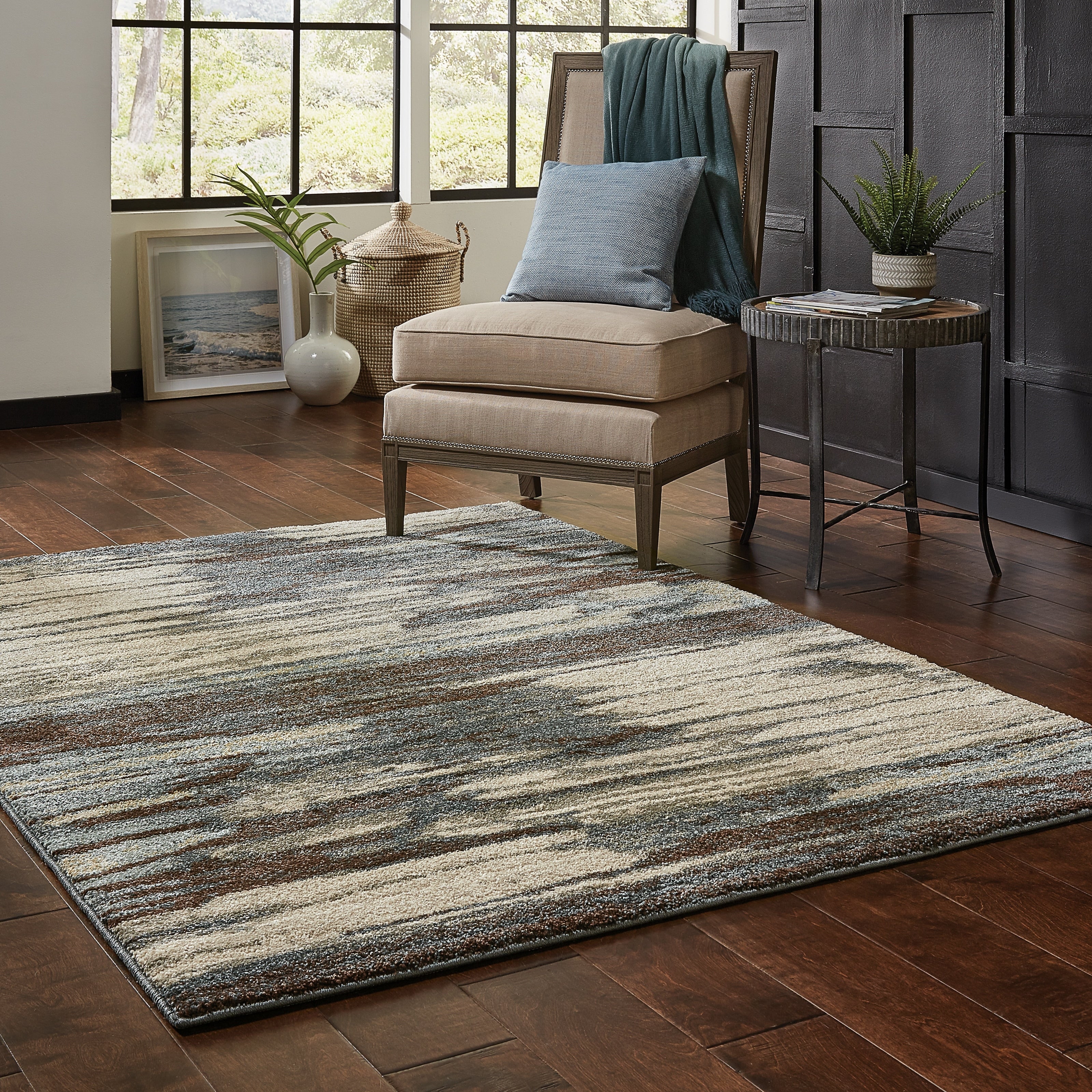 Organic Layers Blue Ivory Area Rug 910 X 1210