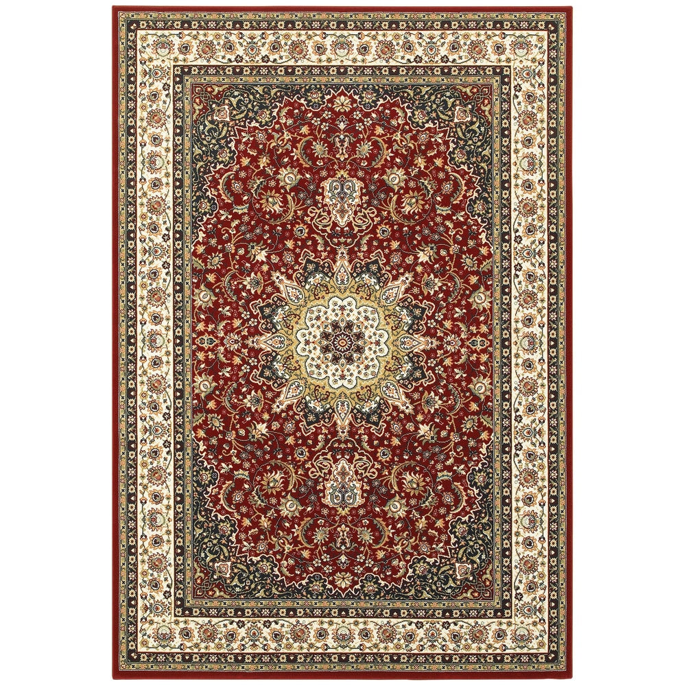 Gracewood Hollow Azania Red Ivory Classic Medallion Area Rug 53 X 76
