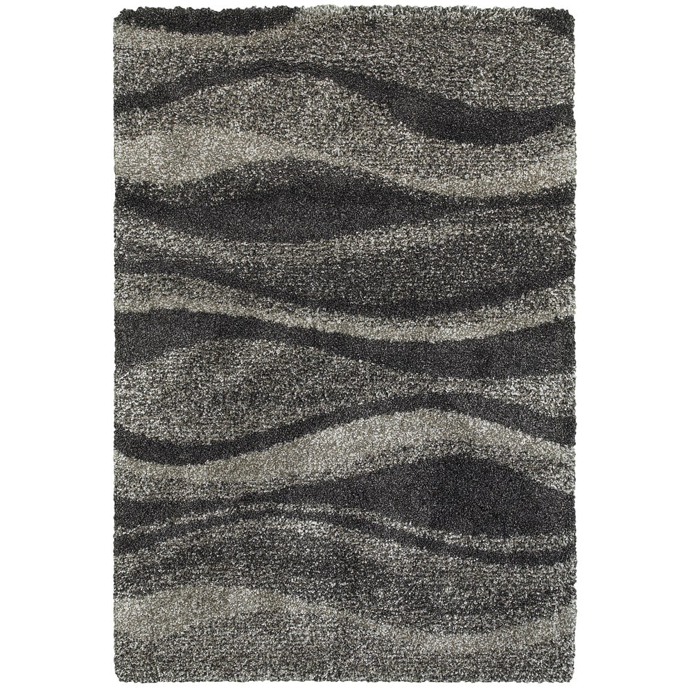 Style Haven Shadow Waves Grey Charcoal Polypropylene Shag Rug 53 X 76 53 X 76