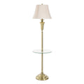 Antique Brass Floor Lamp Natural Linen Fabric Shade