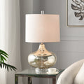 Antique Mercury Table Lamp White Designer Print Hardback Fabric Shade