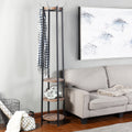 Stylecraft Black And Brown Four Hook Coat Rack With Shelves