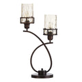 Bronze Table Lamp Amber Glass Shade