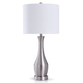 Brushed Steel 1 Light Table Lamp With White Linen