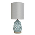 Ceramic Blue Table Lamp White Hardback Fabric Shade