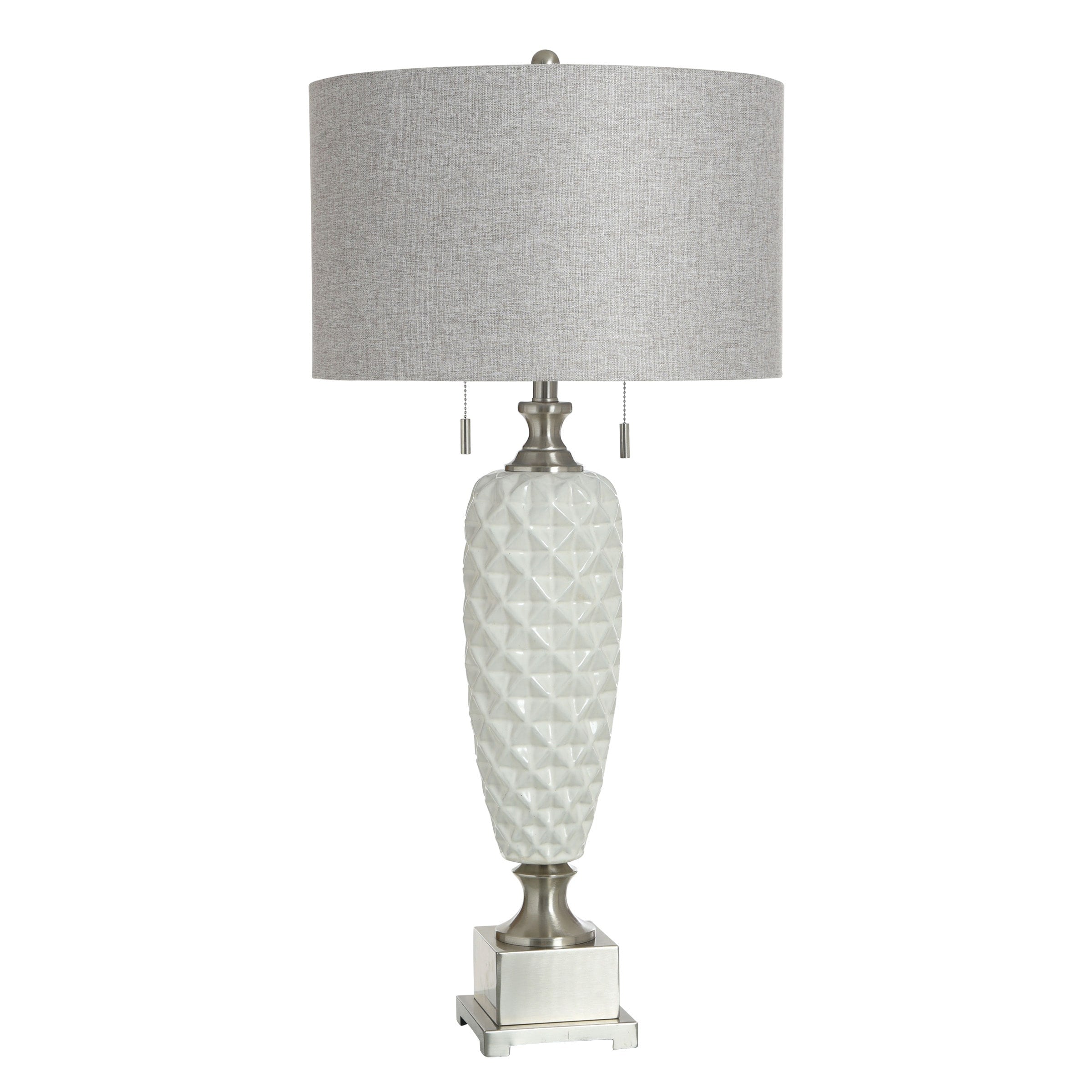 Stylecraft Ceramic Table Lamp Cadier Silver White Grey Shade