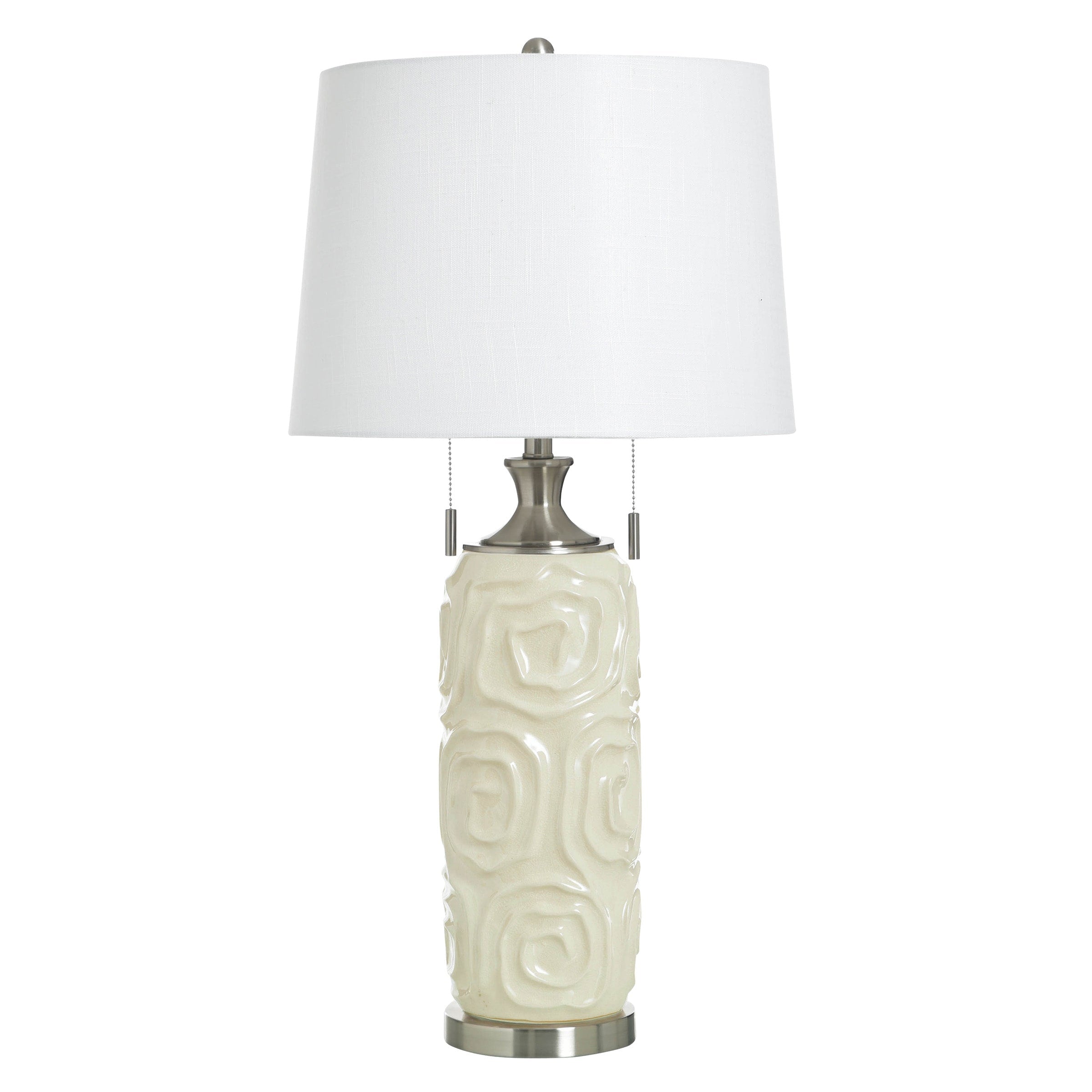 Stylecraft Ceramic Table Lamp Kastov Cream White Fabric