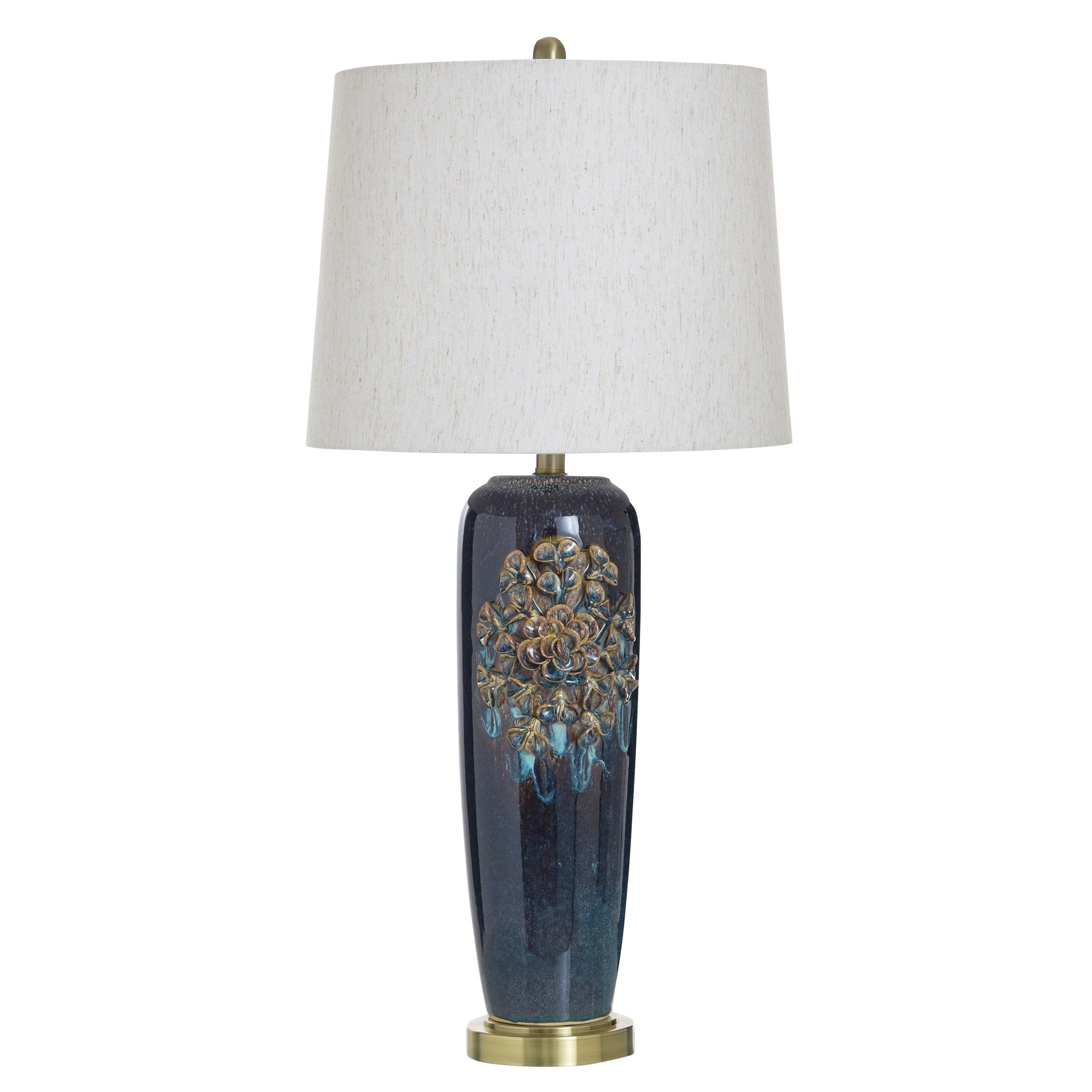 Stylecraft Ceramic Table Lamp Leto Blue White Shade