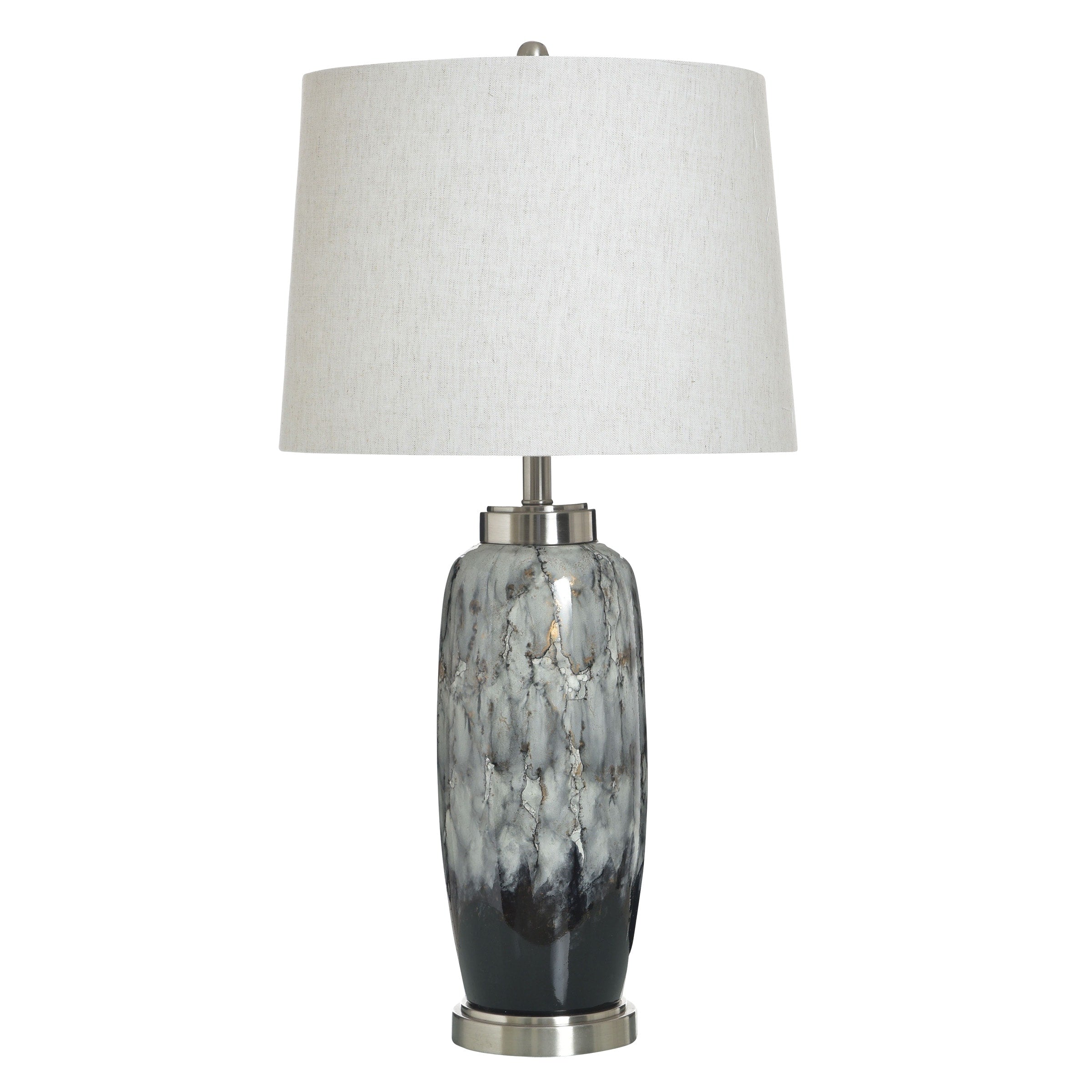 Stylecraft Ceramic Table Lamp Rogan Grey White Shade