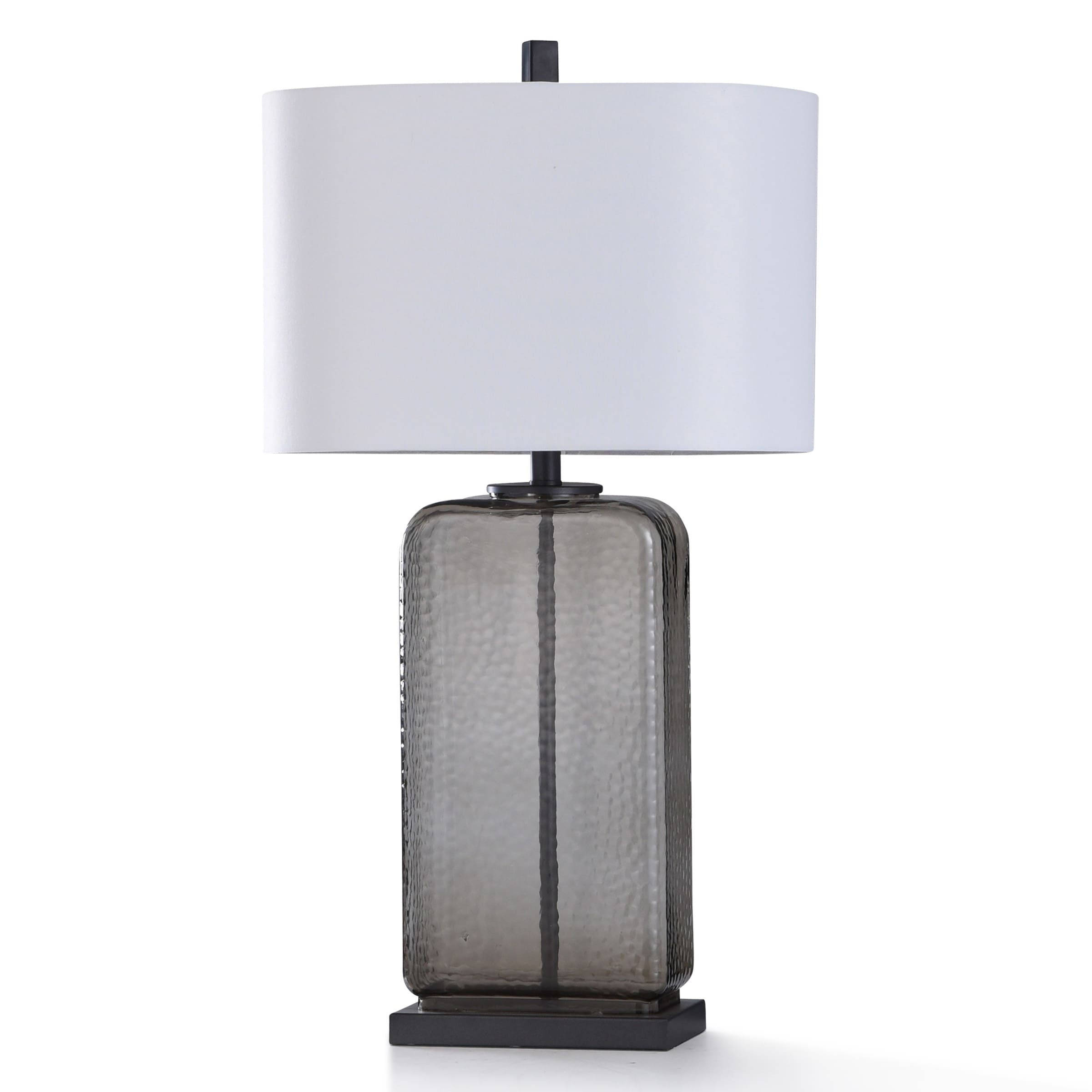 Stylecraft Charles Dimpled And Tinted Smoked Gray Glass With Brushed Black Nickel Table Lamp