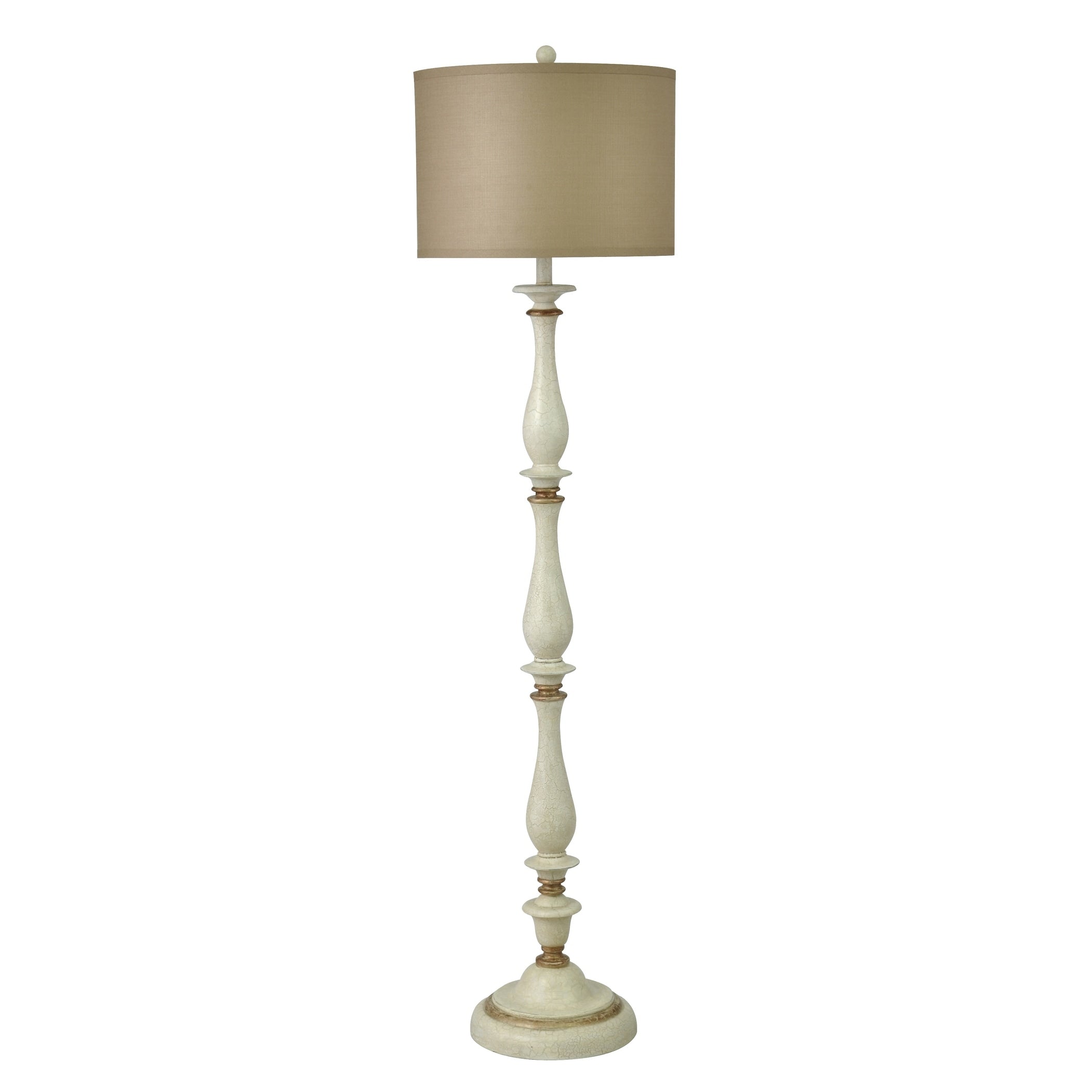 Charlton Crackled White And Gold Table Lamp Taupe Hardback Silk Shade