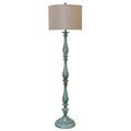 Charlton Distressed Blue Table Lamp Taupe Hardback Silk Shade