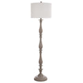Charlton Distressed Gray Table Lamp Taupe Hardback Silk Shade