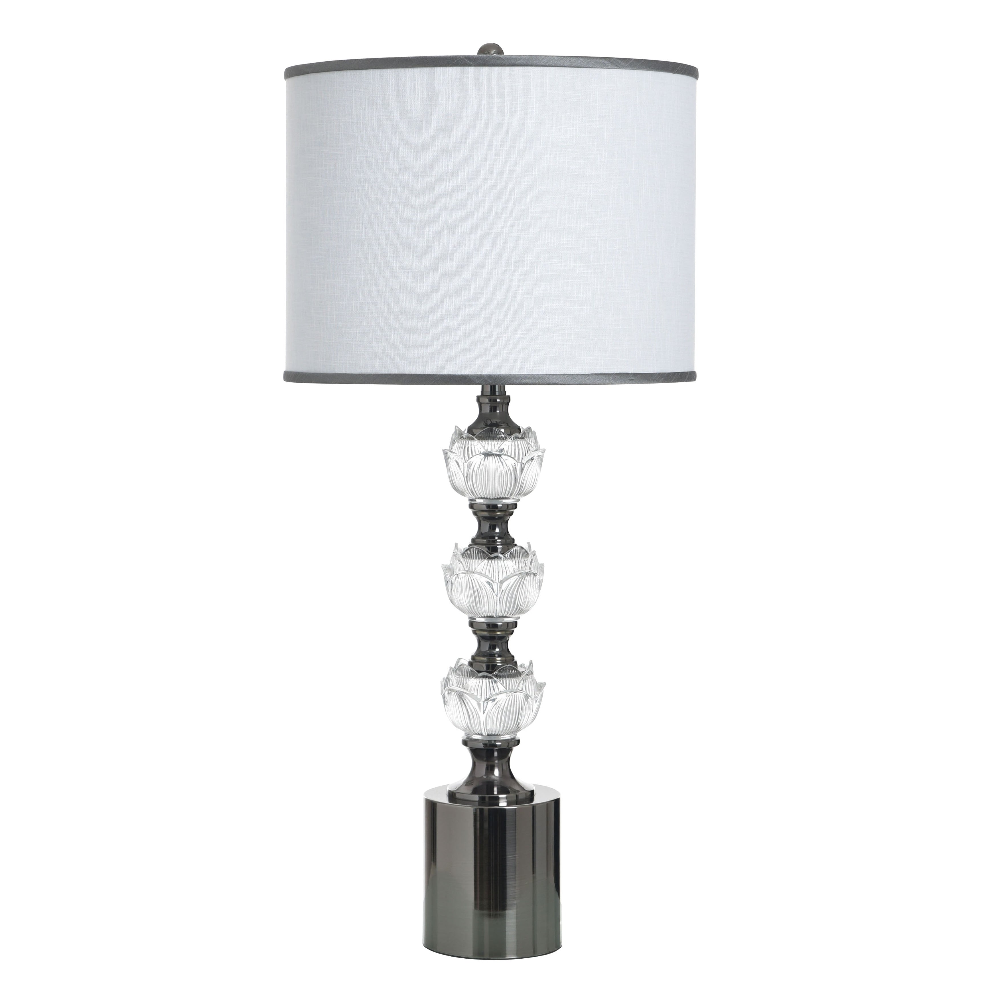 Stylecraft Coralie Glass Table Lamp Hayla Silver White Shade