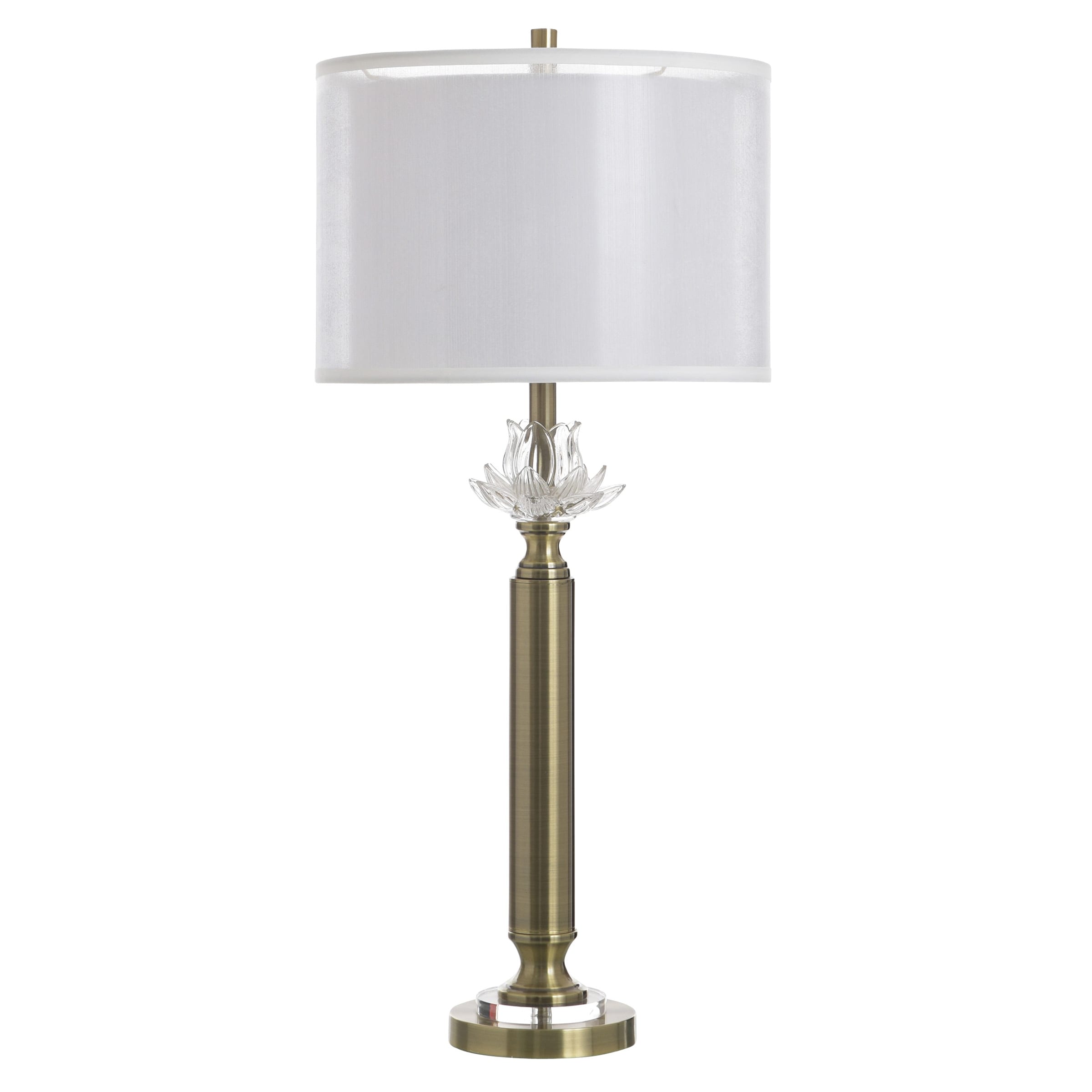 Stylecraft Coralie Steel Crystal Table Lamp Hayla Gold White Shade